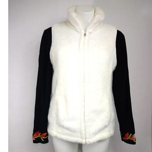 Croft and Barrow white fleece zip up vest